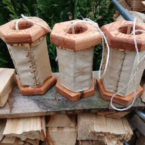 Pergamentlaterne/Rohhautlaterne 6 Eckig/Lärche